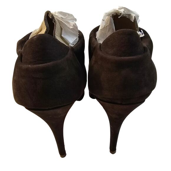 Shutz 7 B slouchy brown damarius suede platform bootie peep toe business chic - Picture 4 of 11